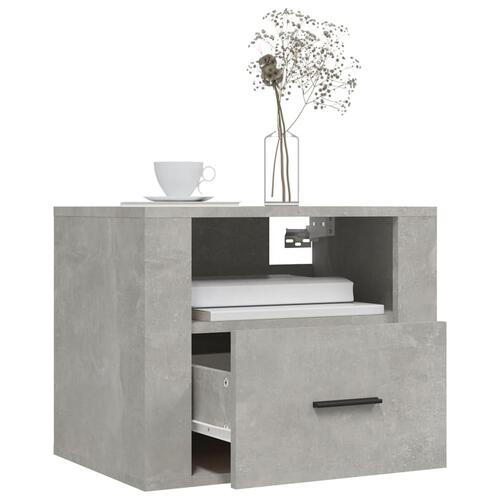 Væghængte sengeborde 2 stk. 50x36x40 cm Betongrå
