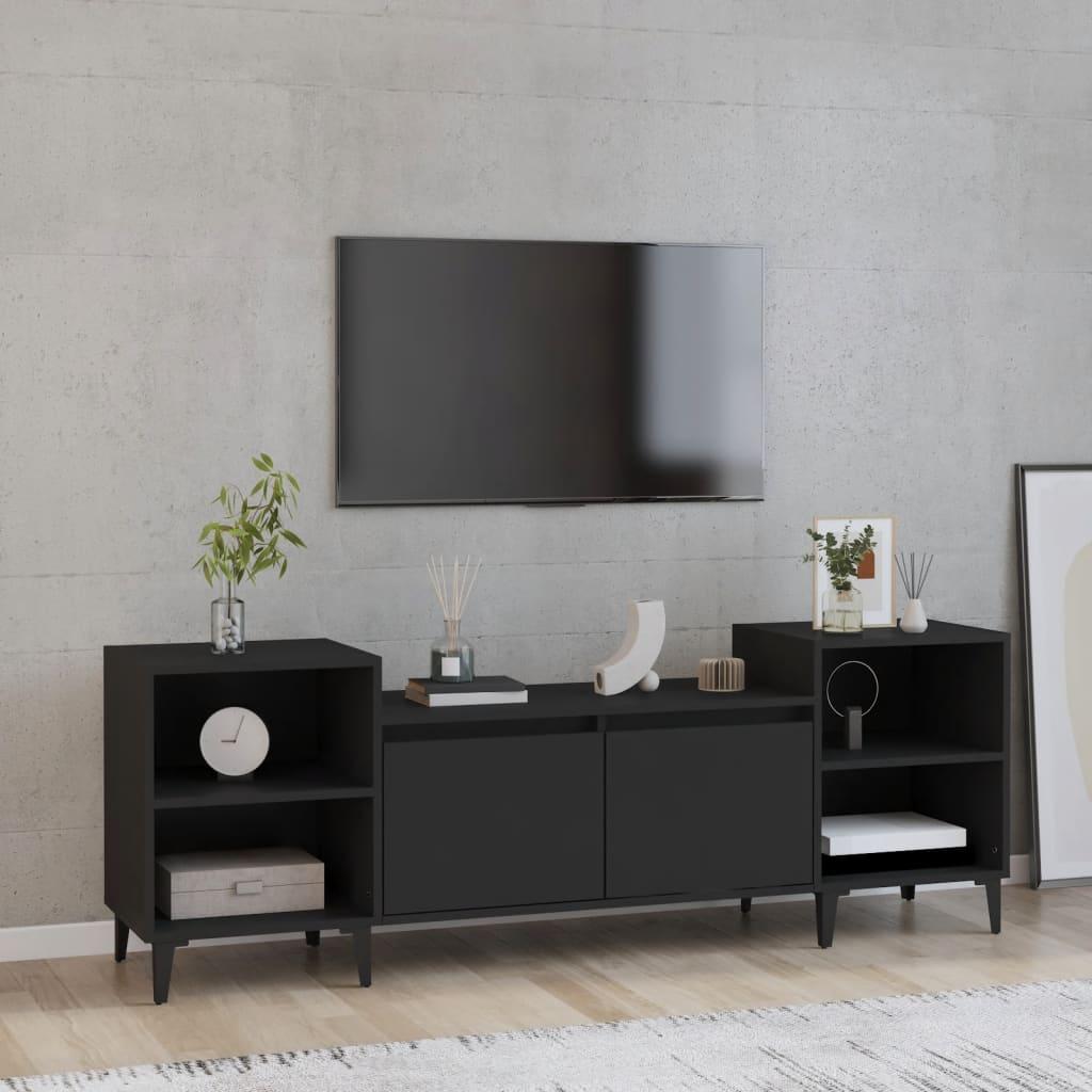 Tv-bord 160x35x55 cm konstrueret træ sort