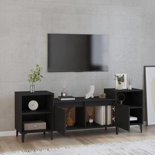 Tv-bord 160x35x55 cm konstrueret træ sort