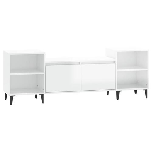 Tv-bord 160x35x55 cm konstrueret træ hvid højglans
