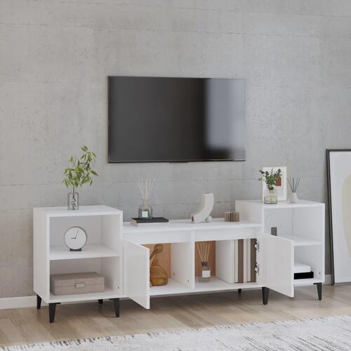 Tv-bord 160x35x55 cm konstrueret træ hvid højglans
