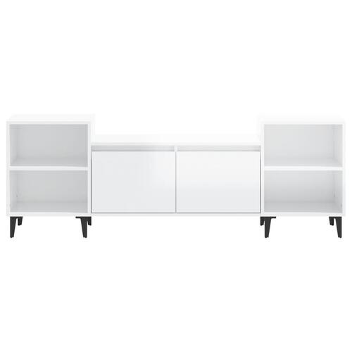 Tv-bord 160x35x55 cm konstrueret træ hvid højglans