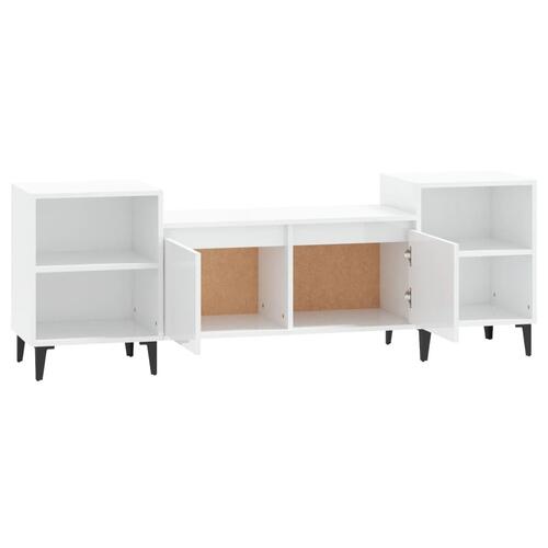Tv-bord 160x35x55 cm konstrueret træ hvid højglans