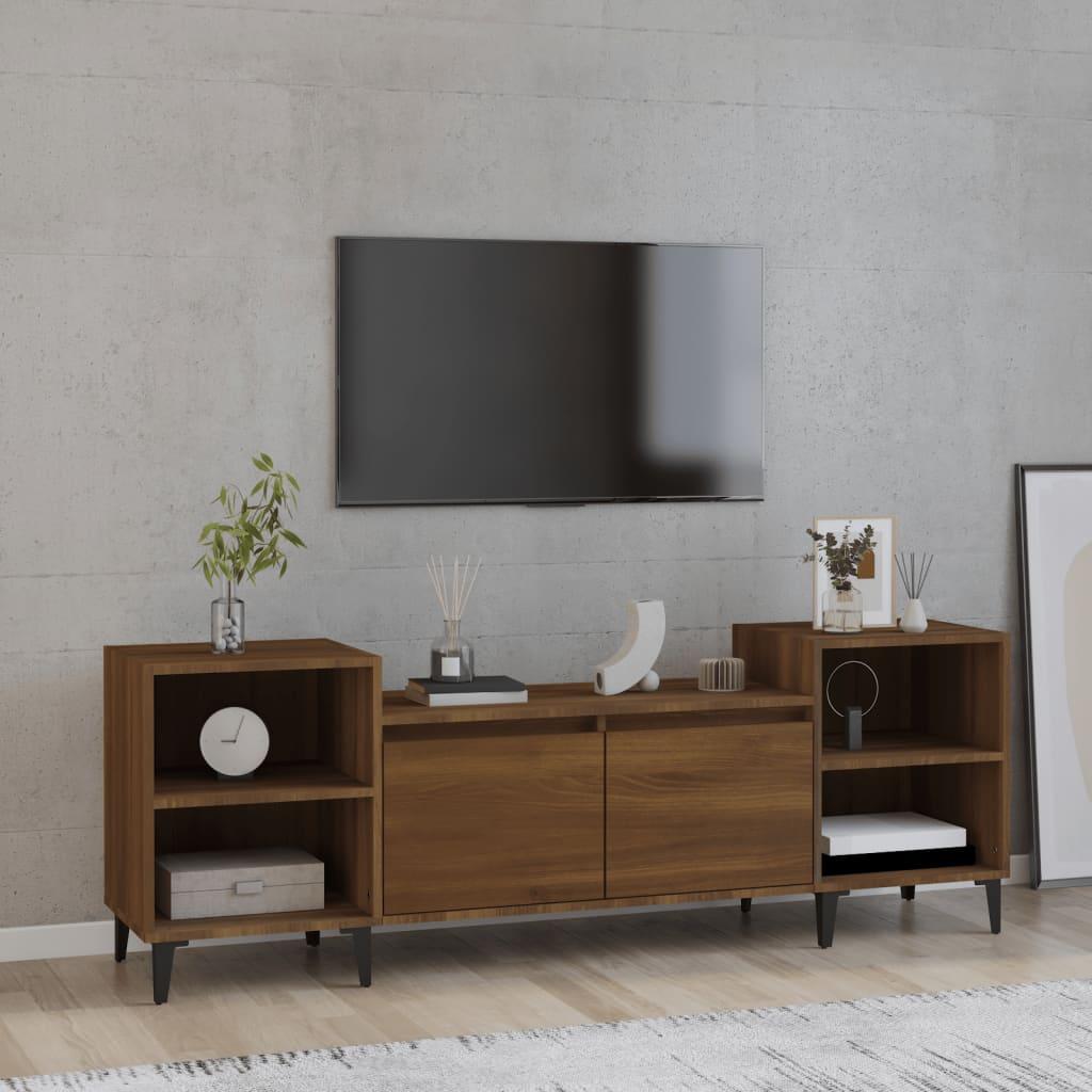 Tv-bord 160x35x55 cm konstrueret træ brun egetræsfarve