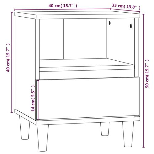 Sengeborde 2 stk. 40x35x50 cm hvid