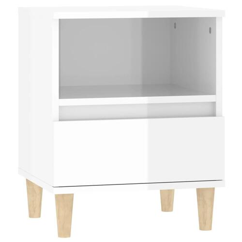 Sengeborde 2 stk. 40x35x50 cm hvid højglans