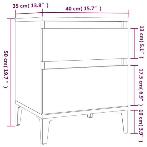 Sengebord 40x35x50 cm sonoma-eg