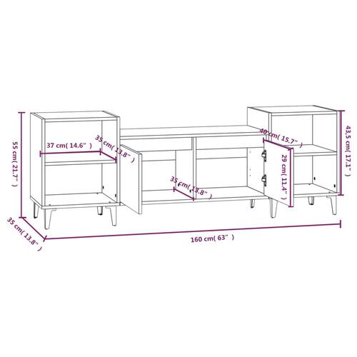 Tv-bord 160x35x55 cm konstrueret træ sonoma-eg