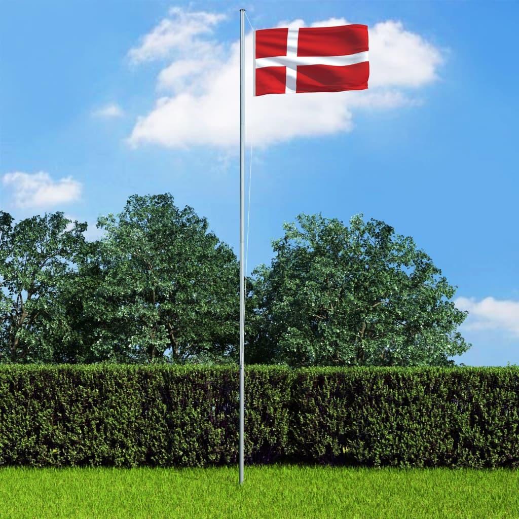 Dansk flag og flagstang 6,2 m aluminium