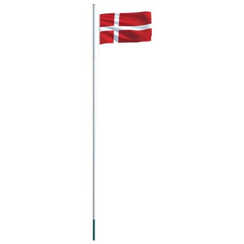 Dansk flag og flagstang 6,2 m aluminium