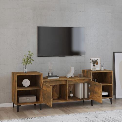 Tv-bord 160x35x55 cm konstrueret træ røget egetræsfarve