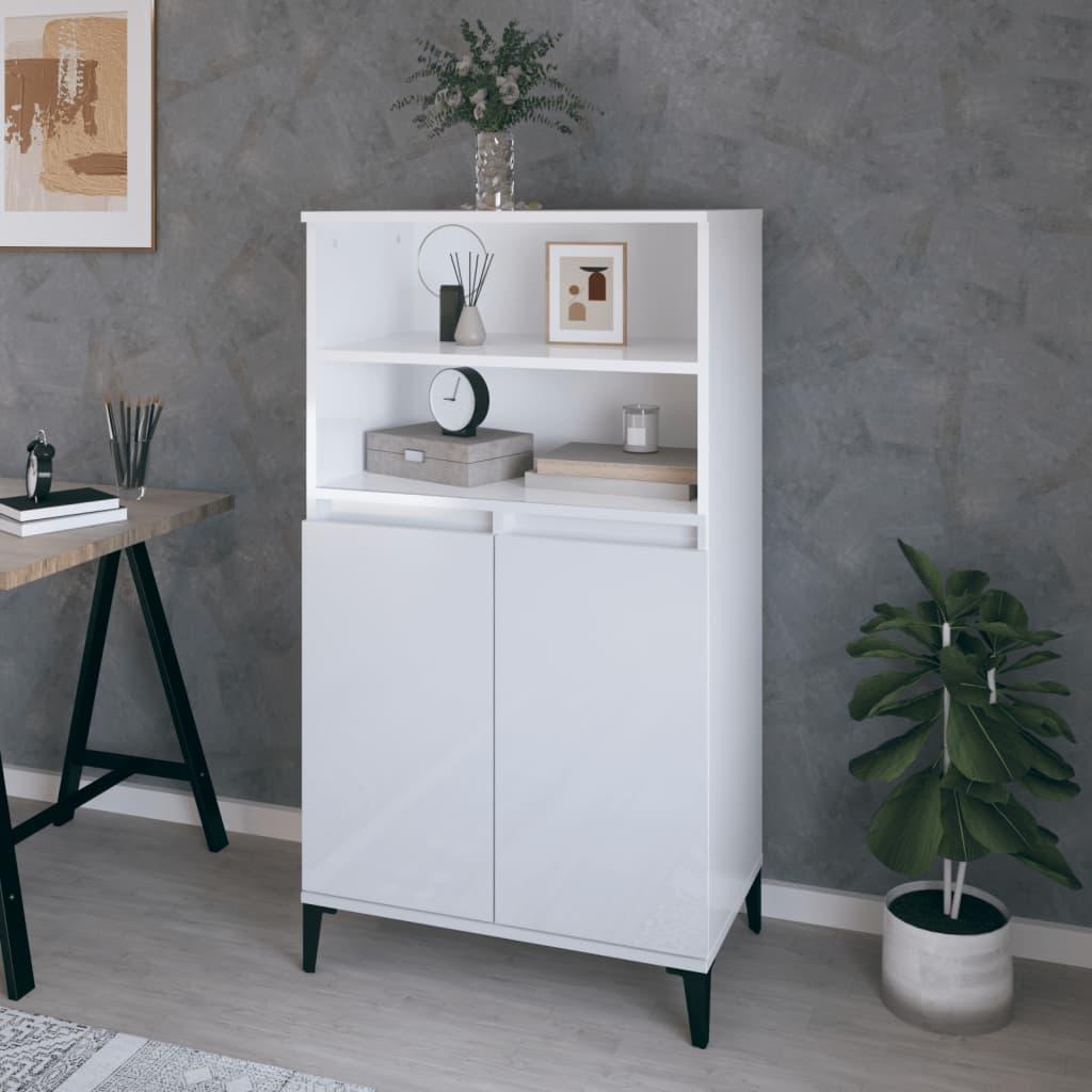 Skab 60x36x110 cm konstrueret træ hvid højglans