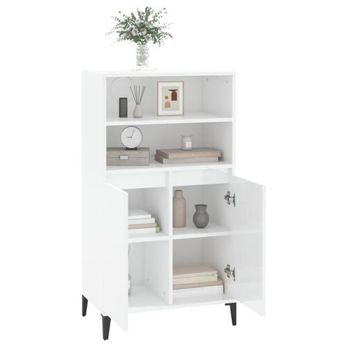 Skab 60x36x110 cm konstrueret træ hvid højglans