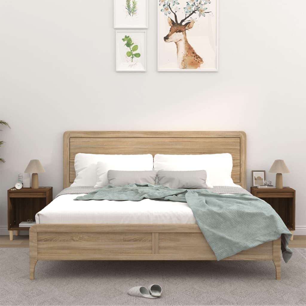 Sengeborde 2 stk. 40x35x50 cm brun egetræsfarve