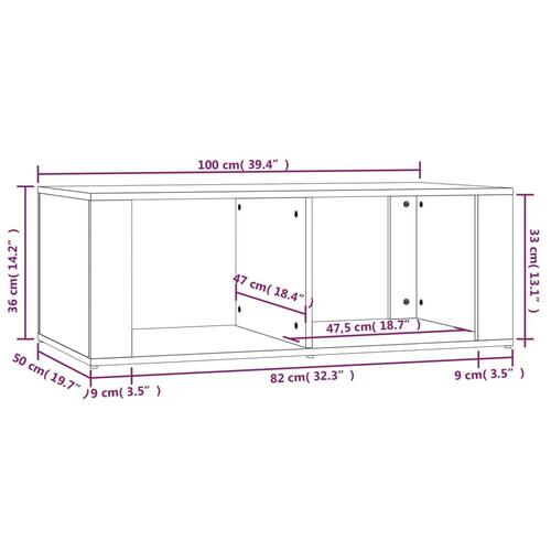 Sofabord 100x50x36 cm konstrueret træ sort