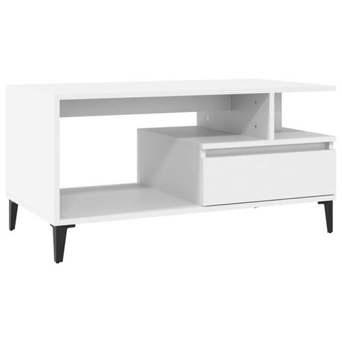 Sofabord 90x49x45 cm konstrueret træ hvid