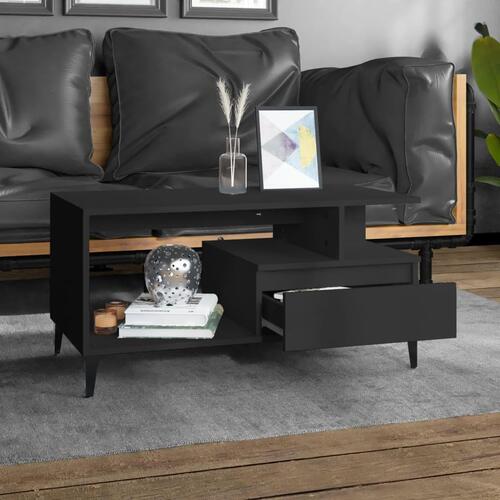 Sofabord 90x49x45 cm konstrueret træ sort