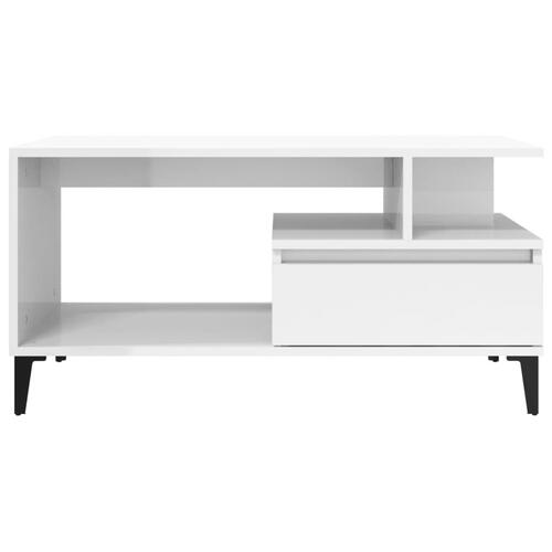 Sofabord 90x49x45 cm konstrueret træ hvid højglans