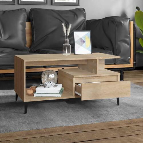 Sofabord 90x49x45 cm konstrueret træ sonoma-eg
