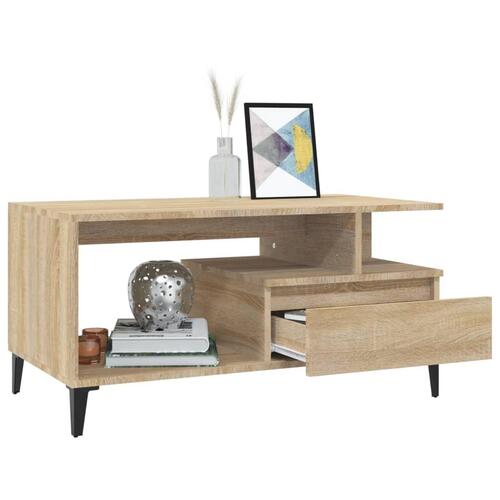 Sofabord 90x49x45 cm konstrueret træ sonoma-eg
