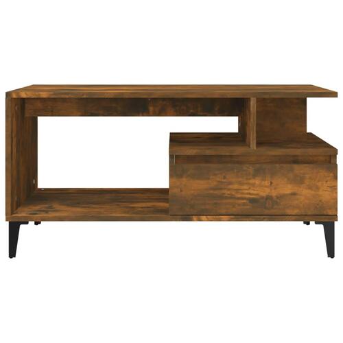 Sofabord 90x49x45 cm konstrueret træ røget egetræsfarve