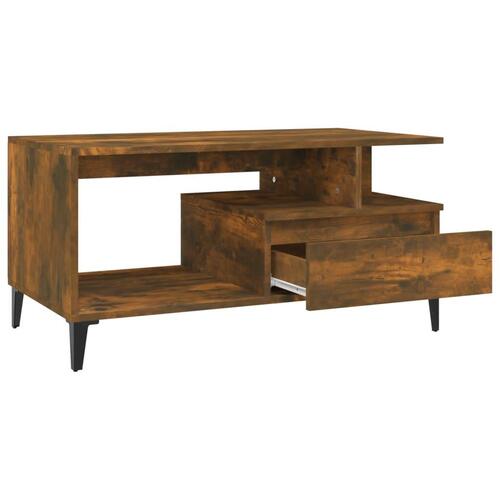 Sofabord 90x49x45 cm konstrueret træ røget egetræsfarve
