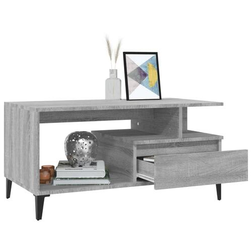 Sofabord 90x49x45 cm konstrueret træ Grå sonoma-eg
