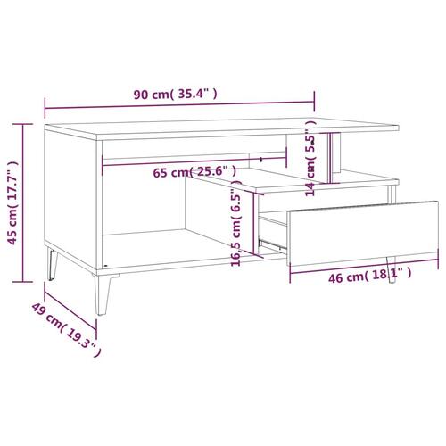 Sofabord 90x49x45 cm konstrueret træ Grå sonoma-eg