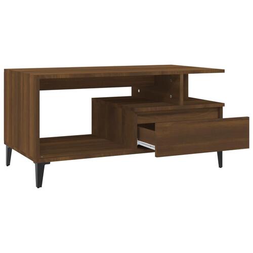 Sofabord 90x49x45 cm konstrueret træ brun egetræsfarve