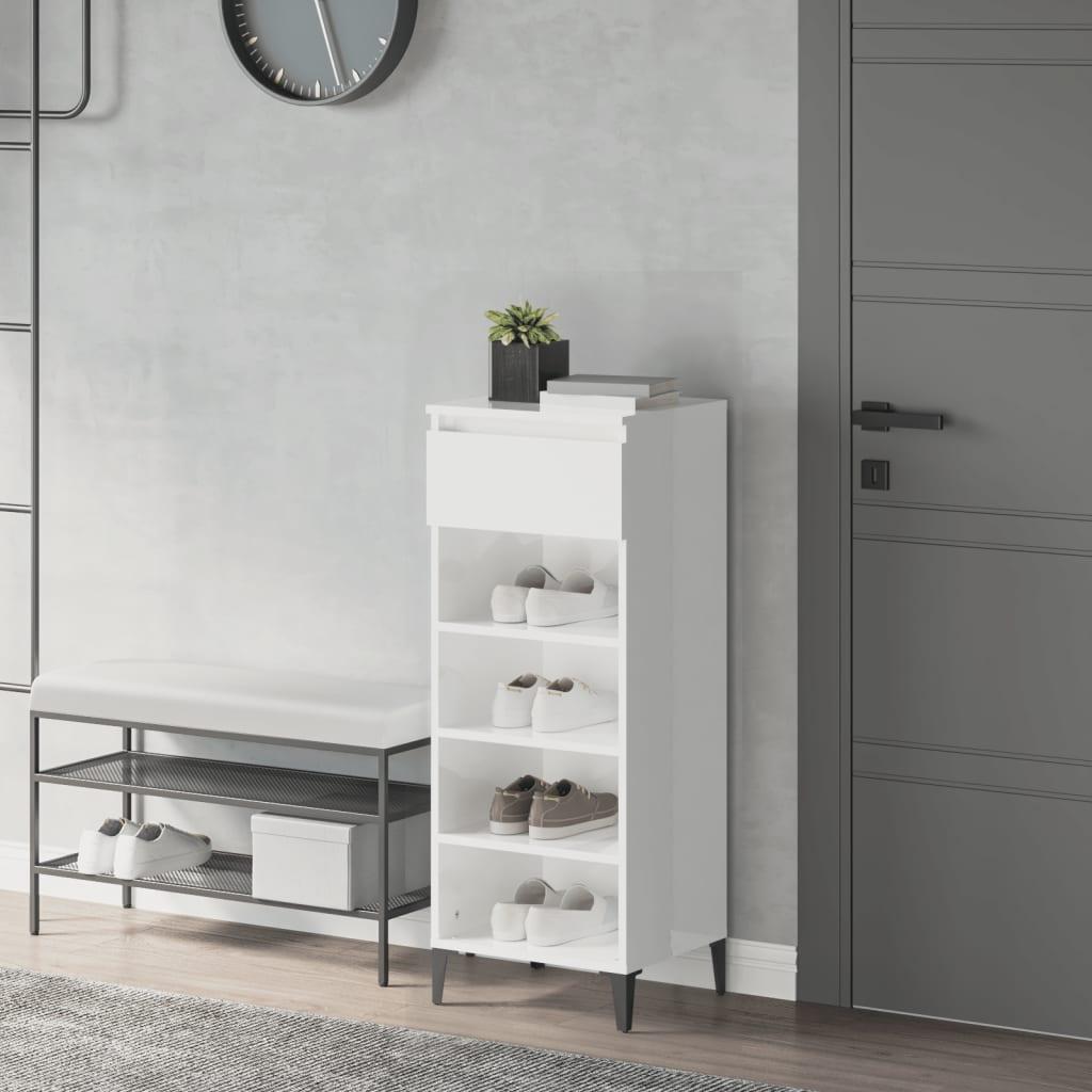 Skoreol 40x36x105 cm konstrueret træ hvid højglans
