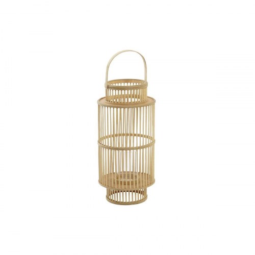 Lyseholder i bambus med krystal, 26 × 26 × 69 cm