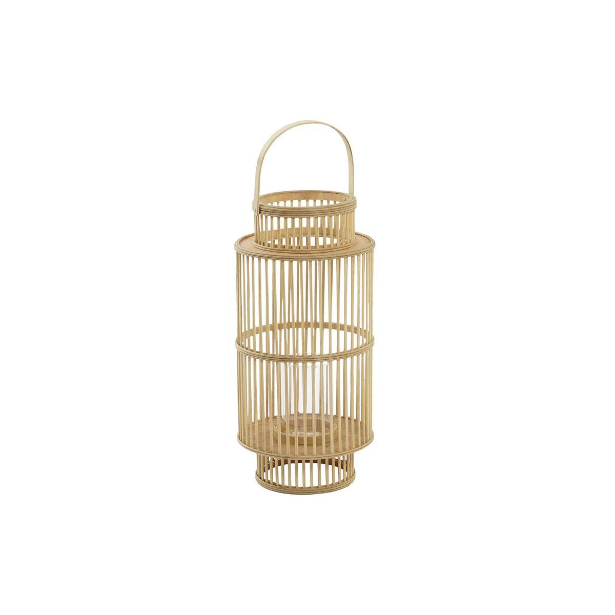 Lyseholder i bambus med krystal, 26 × 26 × 69 cm
