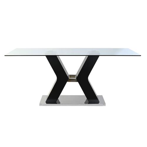 Spisebord Sort Træ Hærdet glas Træ MDF 180 x 90 x 76 cm
