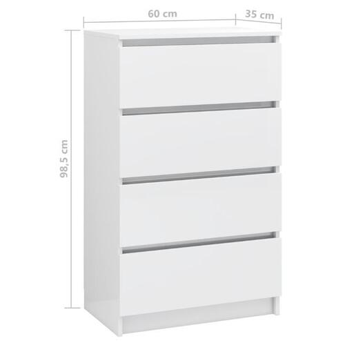 Skænk 60x35x98,5 cm konstrueret træ hvid højglans