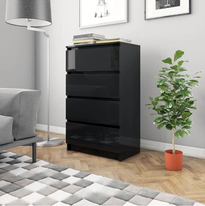 Skænk 60x35x98,5 cm spånplade sort højglans