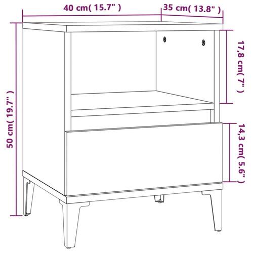 Sengeborde 2 stk. 40x35x50 cm sonoma-eg