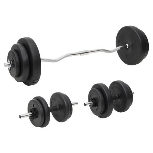 Vægtstang og håndvægt med skiver 60 kg