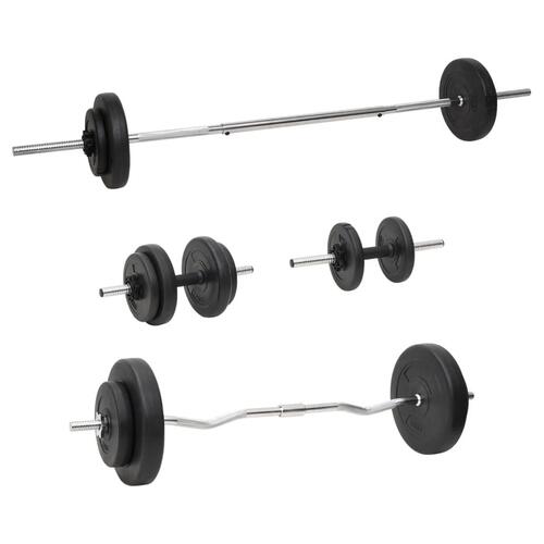 Vægtstang og håndvægt med skiver 60 kg