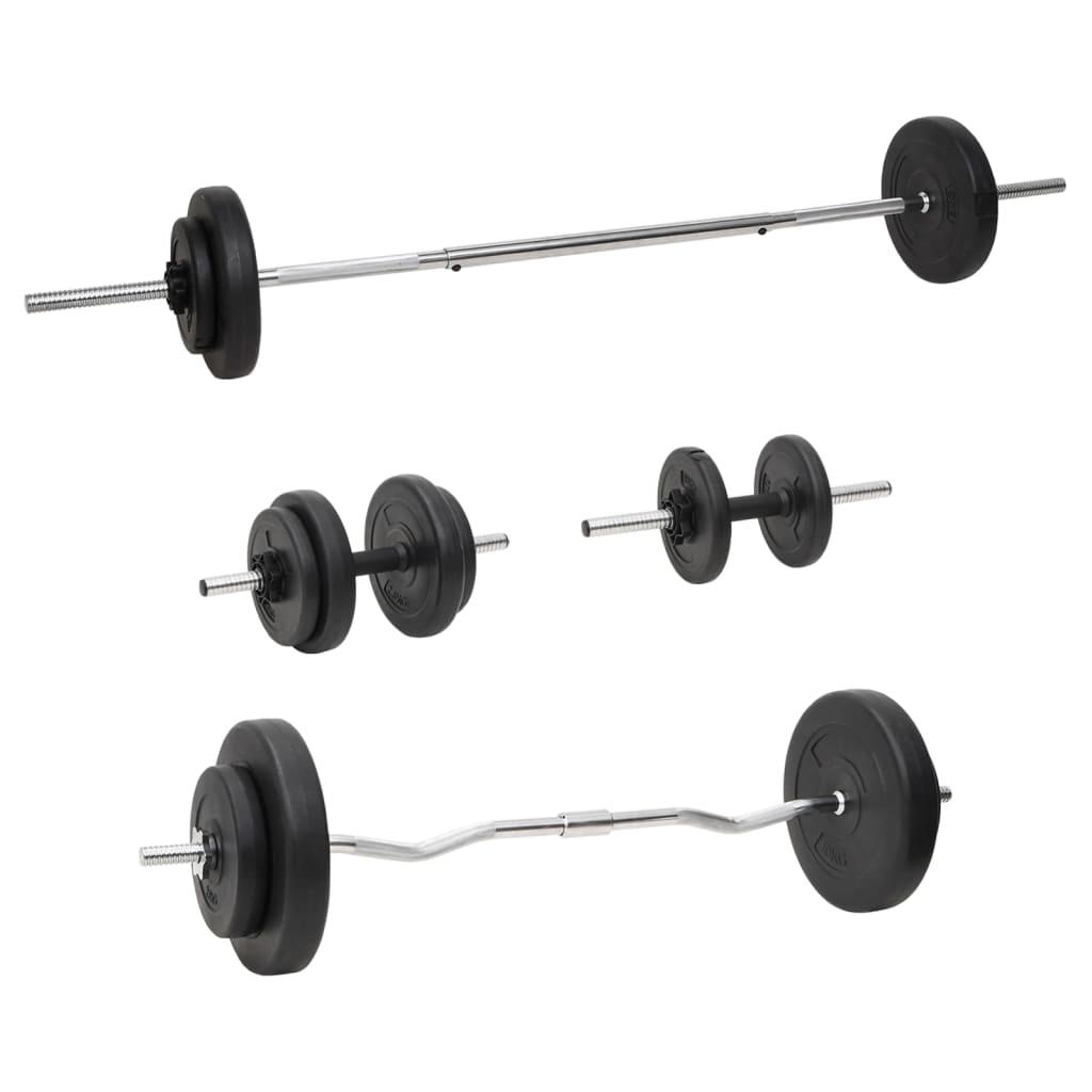 Vægtstang og håndvægt med skiver 60 kg