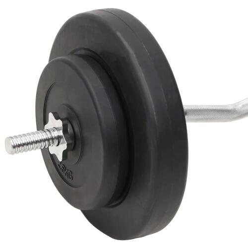 Vægtstang og håndvægt med skiver 60 kg