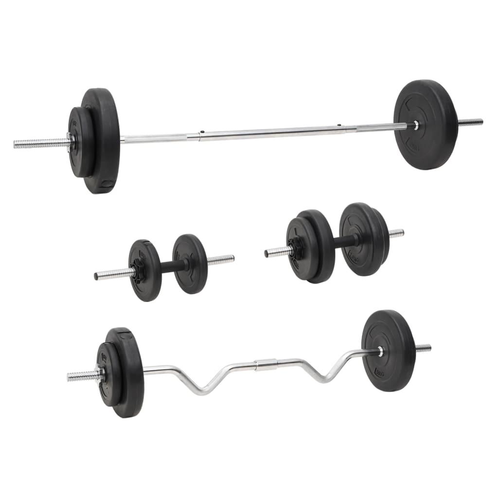 Vægtstang og håndvægt med skiver 60 kg