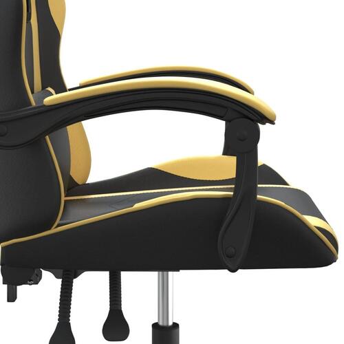 Drejelig gamingstol kunstlæder sort og guldfarvet