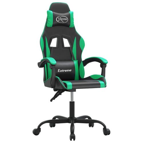 Drejelig gamingstol kunstlæder sort og grøn