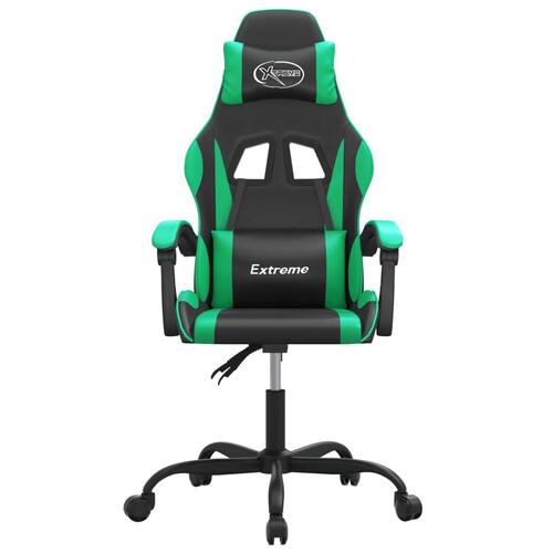 Drejelig gamingstol kunstlæder sort og grøn