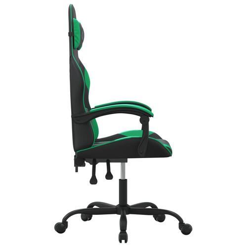 Drejelig gamingstol kunstlæder sort og grøn