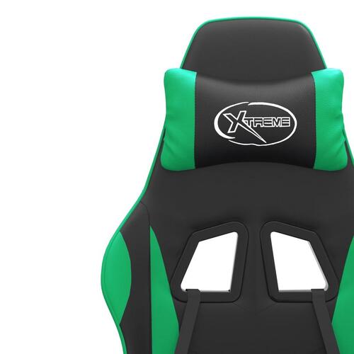 Drejelig gamingstol kunstlæder sort og grøn