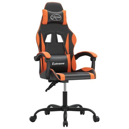 Drejelig gamingstol kunstlæder sort og orange