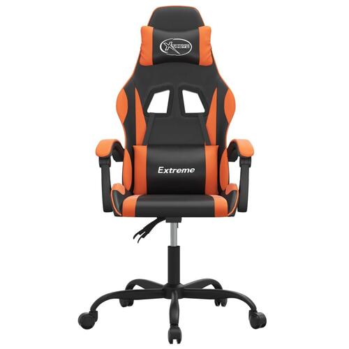 Drejelig gamingstol kunstlæder sort og orange