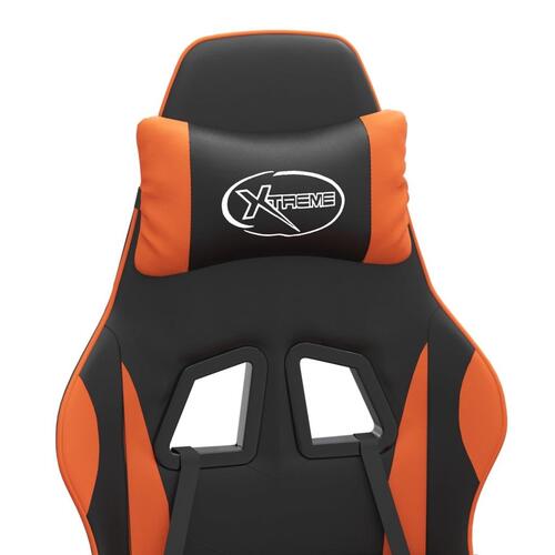 Drejelig gamingstol kunstlæder sort og orange