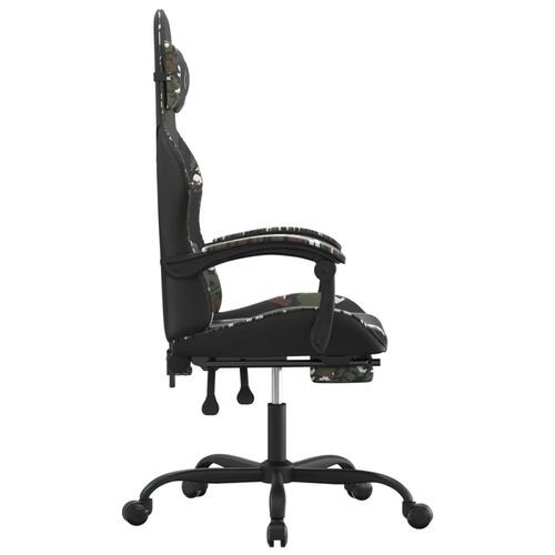 Drejelig gamingstol med fodstøtte kunstlæder sort camouflage
